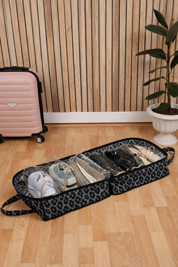 Premium Ayakkabı Hurcu 6 Bölmeli Ayakkabı Organizer Valiz İçi Seyahat Ayakkabı Çantası(35x22x40)